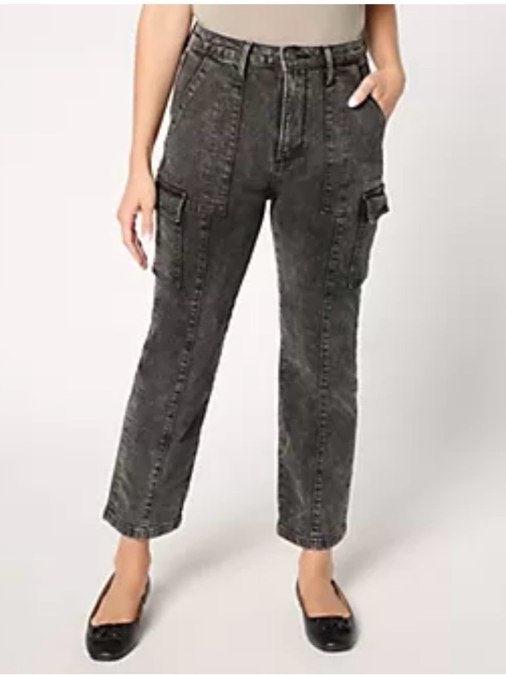 DRIFTWOOD Royce Cargo Straight Leg Jeans Sz 6 Acid Black Retro 99s Utility
